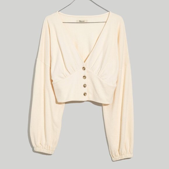 Madewell Deep-V Button-Front Crop Top - NWT! - Picture 5 of 8